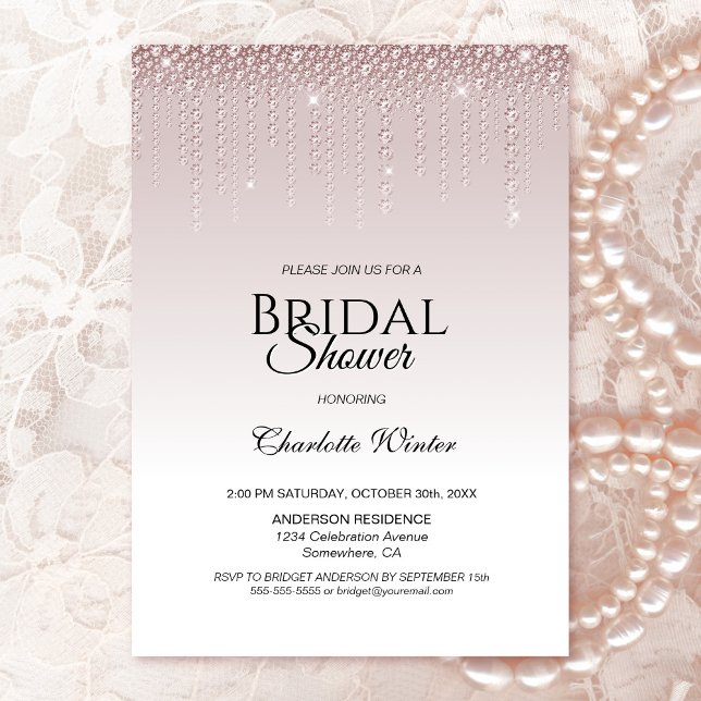 Invitación Ducha de novia de diamantes rosas (Subido por el creador)