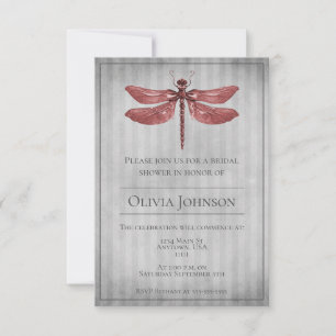 Invitación Ducha de novia de Dragonfly Rojo