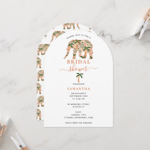Invitación Ducha de Novia de Elefantes Ornamentados Paisley I