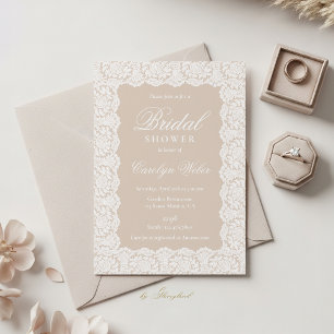Invitación Ducha de Novia de Encaje Blanco