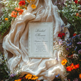 Invitación Ducha de Novia de Encaje Blanco Marfil Oscuro Vint