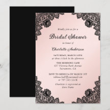 Ducha de novia de encaje floral negro y Rubor