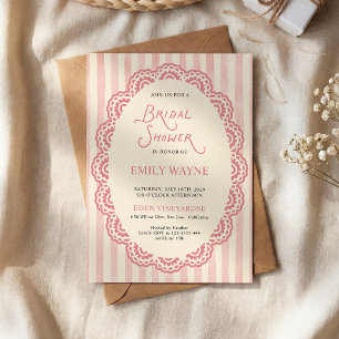 Invitación Ducha de Novia de Encaje Vintage Rosa