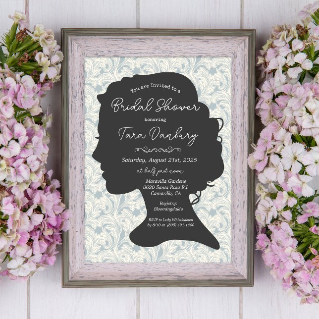 Invitación Ducha de novia de época estilo Regencia Damask   (Subido por el creador)
