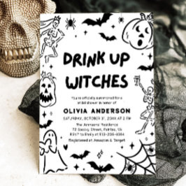 Invitación Ducha de Novia de Esqueleto Fantasma Dibujado a Ma