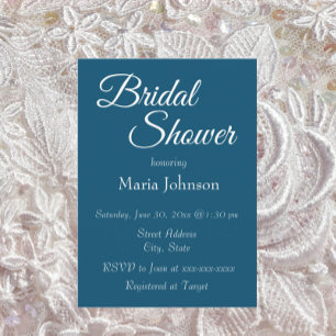 Invitación Ducha de novia de estilo simple azul verde azulado