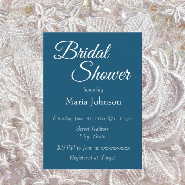 Invitación Ducha de novia de estilo simple azul verde azulado (In Situ Wedding)