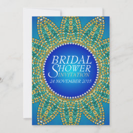 Invitación Ducha de novia de estrella Verde azulada del oro a