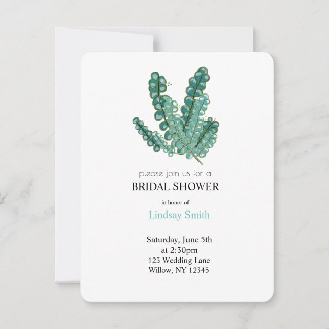 Invitación Ducha de Novia de Eucalipto Salvaje (Anverso)