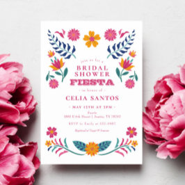 Invitación Ducha de novia de Fiesta mexicana rosa amarilla