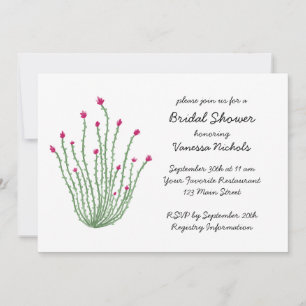 Invitación Ducha de Novia de Flor de Cactus Ocotillo Rosa