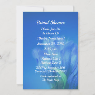 Invitación Ducha de Novia de Flor de Genciana Azul