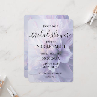 Invitación Ducha de Novia de Flor Grande Personalizada Morada