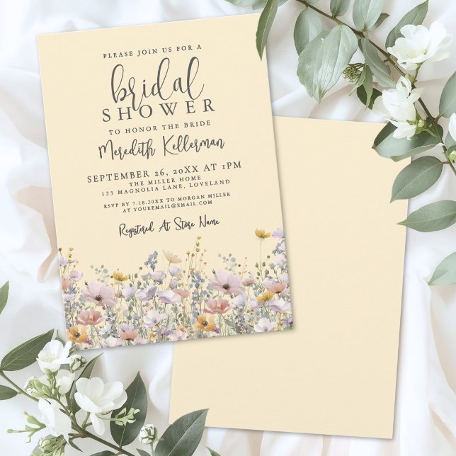 Invitación Ducha de Novia de Flor Silvestre Amarilla (Yellow Wildflower Bridal Shower Invitation)