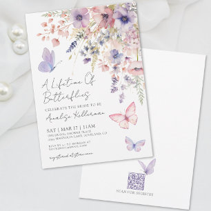 Invitación Ducha de Novia de Flor Silvestre de Mariposa
