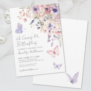 Invitación Ducha de Novia de Flor Silvestre de Mariposa