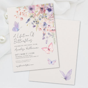 Invitación Ducha de Novia de Flor Silvestre de Mariposa