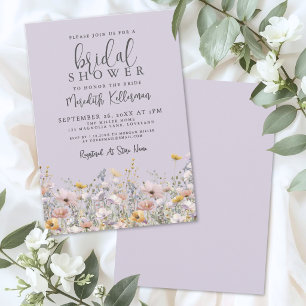 Invitación Ducha de Novia de Flor Silvestre Púrpura