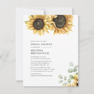 Invitación Ducha de Novia de Floral de Eucalipto de Girasol