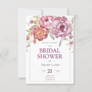 Invitación Ducha de novia de flores de papel brillante semi