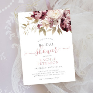 Invitación Ducha de novia de follaje floral de los pueblos de