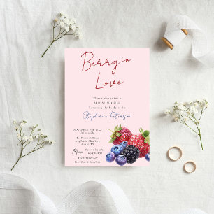 Invitación Ducha de Novia de Fresas Mezcladas Rosadas Berry I