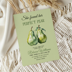 Invitación Ducha de Novia de Fruta Verde Elegante Pera Perfec