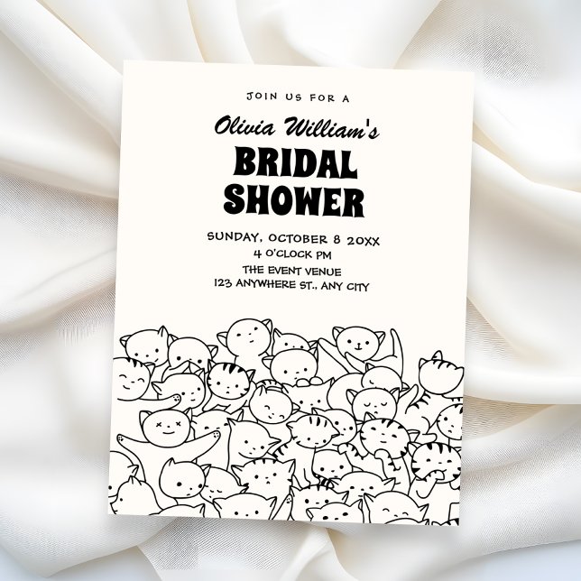Invitación Ducha de novia de gatos lindos (Subido por el creador)