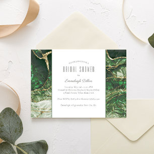 Invitación Ducha de novia de gema de esmeralda verde oliva os
