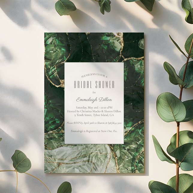 Invitación Ducha de novia de gema verde oliva oscuro (Subido por el creador)