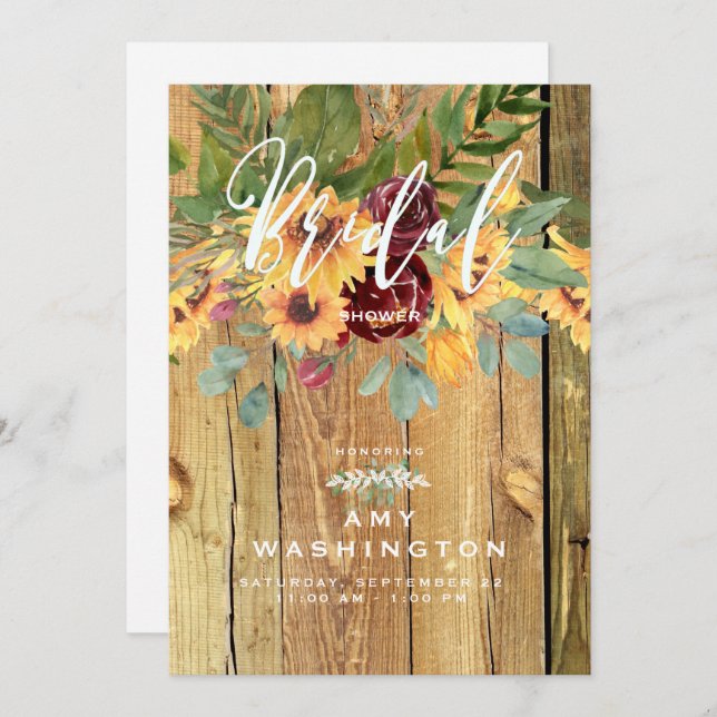 Invitación Ducha de novia de girasoles de baile ruso (Anverso / Reverso)