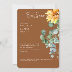 Invitación Ducha de Novia de Girasoles de Eucalipto de Cacao