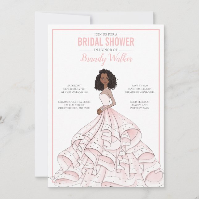 Invitación Ducha de novia de Glam Bride Editable (Anverso)