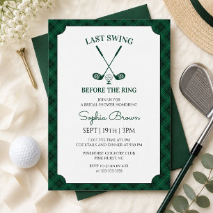 Invitación Ducha de Novia de Golf en Cuadros Verdes