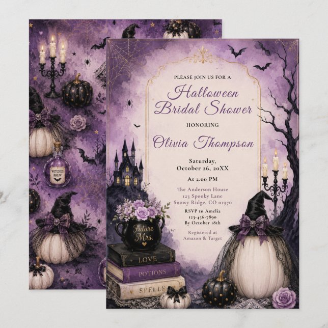 Invitación Ducha de Novia de Halloween (Anverso / Reverso)