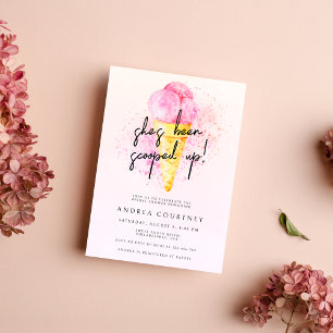 Invitación Ducha de Novia de Helado de Color Rosa Brillante