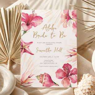 Invitación Ducha de Novia de Hibisco Rosa Tropical Aloha