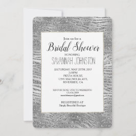 Invitación Ducha de novia de impresión de cebra de glitz plat