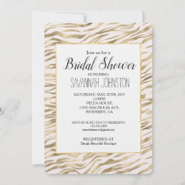 Invitación Ducha de novia de impresión de cebra dorada