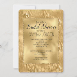 Invitación Ducha de novia de impresión de cebra zebra dorada