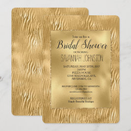 Invitación Ducha de novia de impresión de cebra zebra dorada