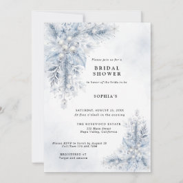 Invitación Ducha de Novia de Invierno con Bayas Blancas Conge