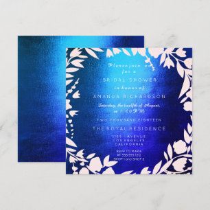 Invitación Ducha de novia de Kraft blanco gris azul cobalto