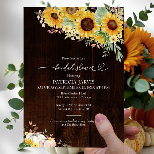 Invitación Ducha de novia de la caída del girasol de calabaza