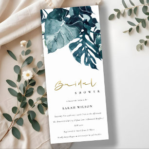 Invitación Ducha de novia de la floración azul de Monstera Tr