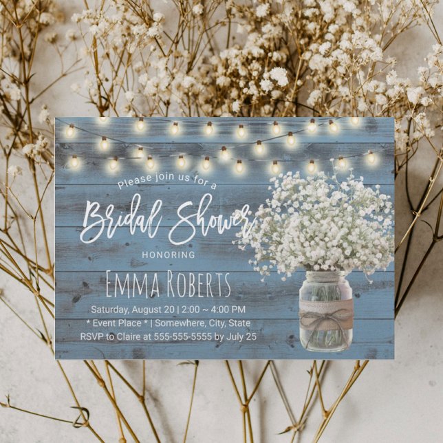 Invitación Ducha de novia de la hierba del bebé Dusty Blue Wo (Subido por el creador)