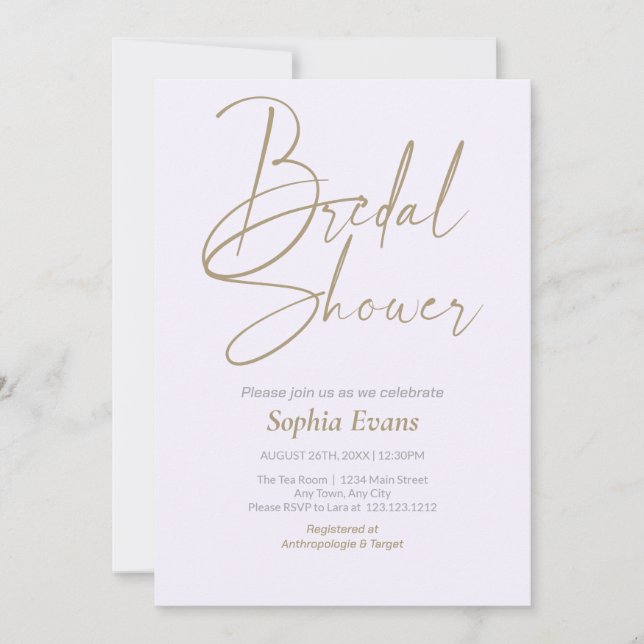 Invitación Ducha de novia de la Magnolia Gold Silver minimali (Anverso)