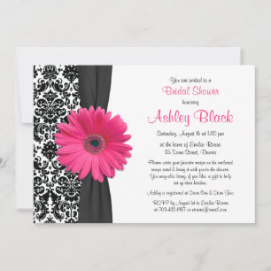 Invitación Ducha de novia de la receta de Damask Pink Gerbera