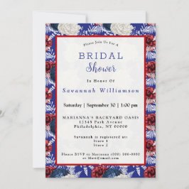 Invitación Ducha de novia de la rosa roja azul patriótico