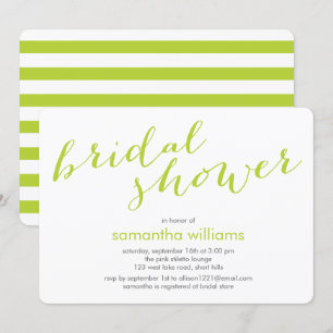 Invitación Ducha de novia de las franjas verdes de Kiwi